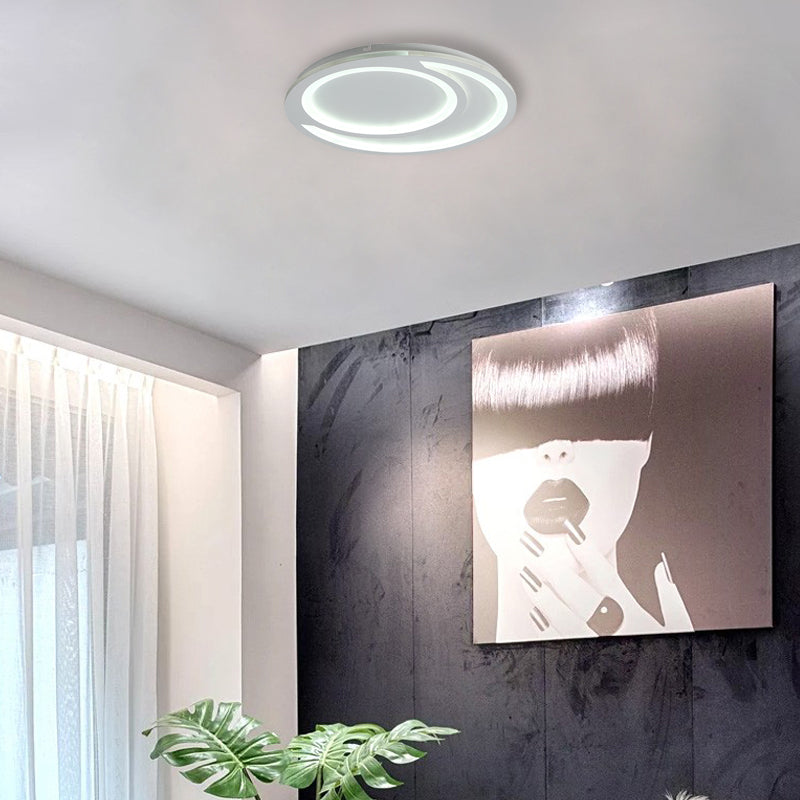 White Ripple Flush Lighting Modern Simple Metal Led Flushmount Light, 16"/19.5"/23.5" Wide White 16" Clearhalo 'Ceiling Lights' 'Close To Ceiling Lights' 'Close to ceiling' 'Flush mount' Lighting' 377625