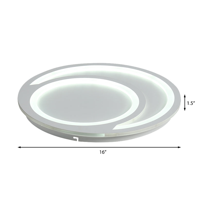 White Ripple Flush Lighting Modern Simple Metal Led Flushmount Light, 16"/19.5"/23.5" Wide Clearhalo 'Ceiling Lights' 'Close To Ceiling Lights' 'Close to ceiling' 'Flush mount' Lighting' 377628
