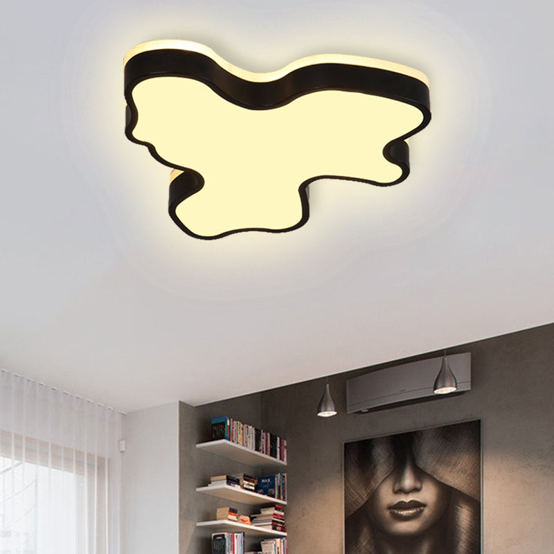 16"/19.5"/23.5" W Abstract Flush Light with Black/White Metal Shade and Acrylic Diffuser Led Contemporary Flush Mount in Warm/White Black 16" Clearhalo 'Ceiling Lights' 'Close To Ceiling Lights' 'Close to ceiling' 'Flush mount' Lighting' 377658