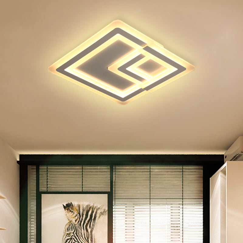 16"/19.5"/25" W Nordic Square Led Flush Mount Lamp Led Metal and Acrylic White Ceiling Flush Mount in Warm/White White 25" Clearhalo 'Ceiling Lights' 'Close To Ceiling Lights' 'Close to ceiling' 'Flush mount' Lighting' 377696