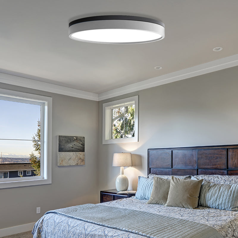 Nordic Tambour Iron Flush Mount 12/16/19.5 Inch Dia LED Ceiling Lighting Fixture in White Light, White/Pink/Yellow Clearhalo 'Ceiling Lights' 'Close To Ceiling Lights' 'Close to ceiling' 'Flush mount' Lighting' 379850