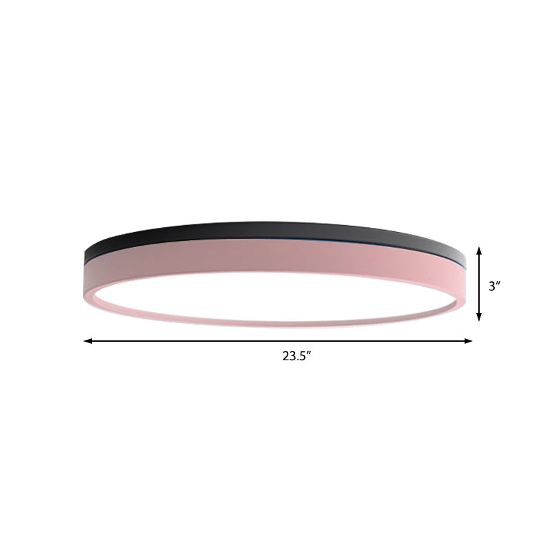 Nordic Tambour Iron Flush Mount 12/16/19.5 Inch Dia LED Ceiling Lighting Fixture in White Light, White/Pink/Yellow Clearhalo 'Ceiling Lights' 'Close To Ceiling Lights' 'Close to ceiling' 'Flush mount' Lighting' 379885
