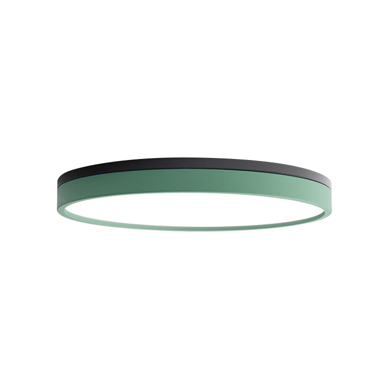 Nordic Tambour Iron Flush Mount 12/16/19.5 Inch Dia LED Ceiling Lighting Fixture in White Light, White/Pink/Yellow Clearhalo 'Ceiling Lights' 'Close To Ceiling Lights' 'Close to ceiling' 'Flush mount' Lighting' 379910