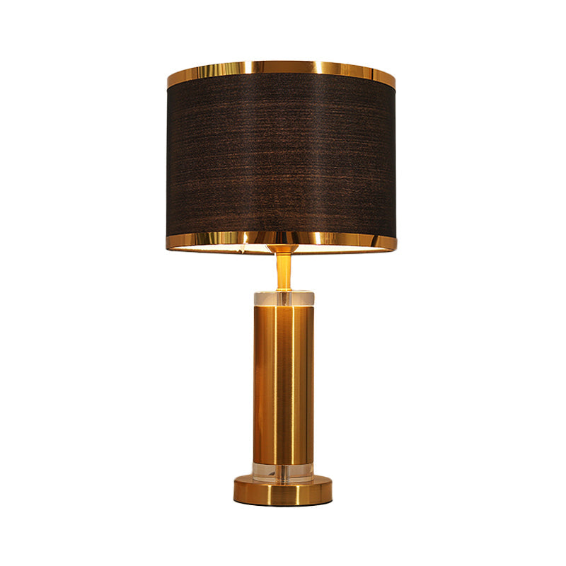 Modernism 1 Bulb Nightstand Lamp Black/White Cylinder Reading Book Light with Fabric Shade Clearhalo 'Lamps' 'Table Lamps' Lighting' 380273