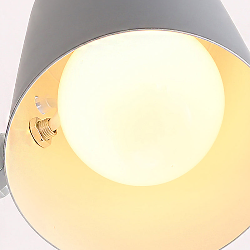 Gray/White/Pink/Yellow/Blue/Green Conical Sconce Light Fixture Minimalist Metal 1 Light Wall Mount Lamp for Bedside Clearhalo 'Cast Iron' 'Glass' 'Industrial' 'Modern wall lights' 'Modern' 'Tiffany' 'Traditional wall lights' 'Vanity Lights' 'Wall Lights' Lighting' 380415