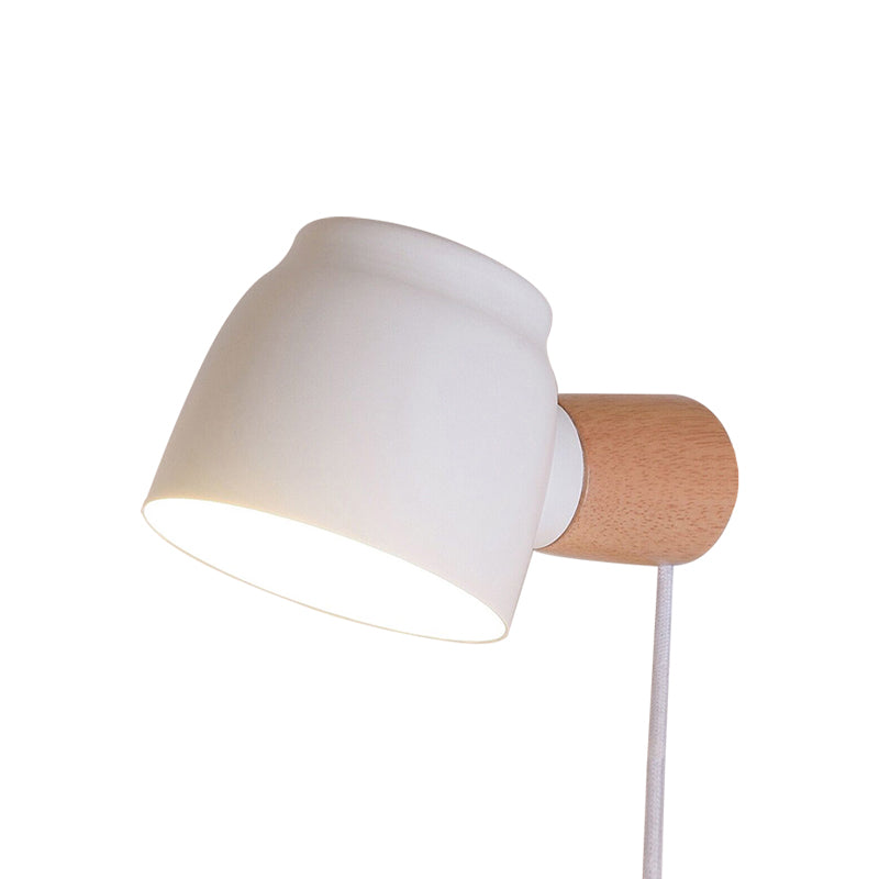 Tapered Wall Mounted Light Modern Metal 4" W 1 Bulb Black/Gray/White Wall Light Sconce for Bedroom Clearhalo 'Cast Iron' 'Glass' 'Industrial' 'Modern wall lights' 'Modern' 'Tiffany' 'Traditional wall lights' 'Wall Lamps & Sconces' 'Wall Lights' Lighting' 380504