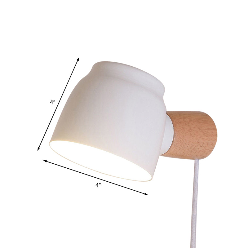Tapered Wall Mounted Light Modern Metal 4" W 1 Bulb Black/Gray/White Wall Light Sconce for Bedroom Clearhalo 'Cast Iron' 'Glass' 'Industrial' 'Modern wall lights' 'Modern' 'Tiffany' 'Traditional wall lights' 'Wall Lamps & Sconces' 'Wall Lights' Lighting' 380505
