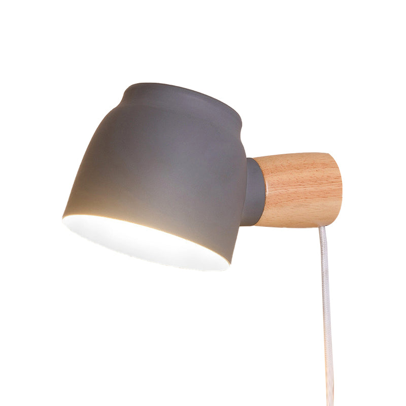 Tapered Wall Mounted Light Modern Metal 4" W 1 Bulb Black/Gray/White Wall Light Sconce for Bedroom Clearhalo 'Cast Iron' 'Glass' 'Industrial' 'Modern wall lights' 'Modern' 'Tiffany' 'Traditional wall lights' 'Wall Lamps & Sconces' 'Wall Lights' Lighting' 380507