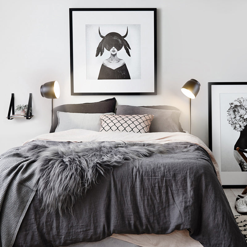 Tapered Wall Mounted Light Modern Metal 4" W 1 Bulb Black/Gray/White Wall Light Sconce for Bedroom Black Clearhalo 'Cast Iron' 'Glass' 'Industrial' 'Modern wall lights' 'Modern' 'Tiffany' 'Traditional wall lights' 'Wall Lamps & Sconces' 'Wall Lights' Lighting' 380508