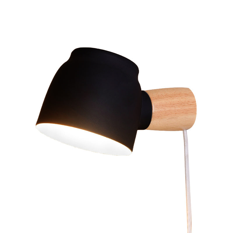 Tapered Wall Mounted Light Modern Metal 4" W 1 Bulb Black/Gray/White Wall Light Sconce for Bedroom Clearhalo 'Cast Iron' 'Glass' 'Industrial' 'Modern wall lights' 'Modern' 'Tiffany' 'Traditional wall lights' 'Wall Lamps & Sconces' 'Wall Lights' Lighting' 380509