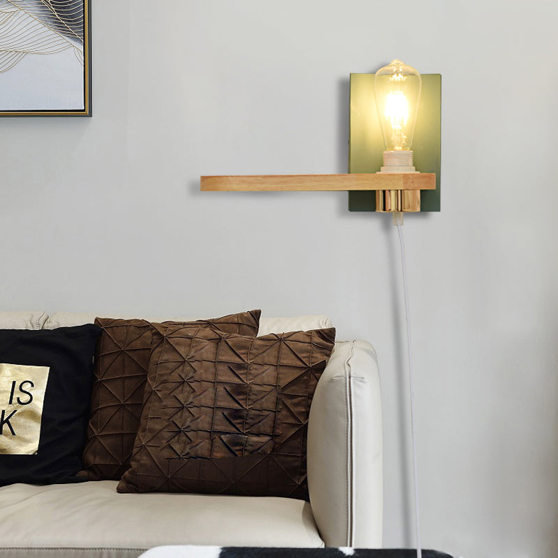 Black/Green Metal Backplate Wall Lighting Fixture Simple 1 Light Bare Bulb Wall Mounted Lamp for Corridor Green Clearhalo 'Cast Iron' 'Glass' 'Industrial' 'Modern wall lights' 'Modern' 'Tiffany' 'Traditional wall lights' 'Wall Lamps & Sconces' 'Wall Lights' Lighting' 380642