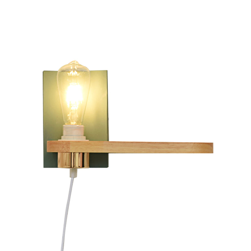 Black/Green Metal Backplate Wall Lighting Fixture Simple 1 Light Bare Bulb Wall Mounted Lamp for Corridor Clearhalo 'Cast Iron' 'Glass' 'Industrial' 'Modern wall lights' 'Modern' 'Tiffany' 'Traditional wall lights' 'Wall Lamps & Sconces' 'Wall Lights' Lighting' 380644