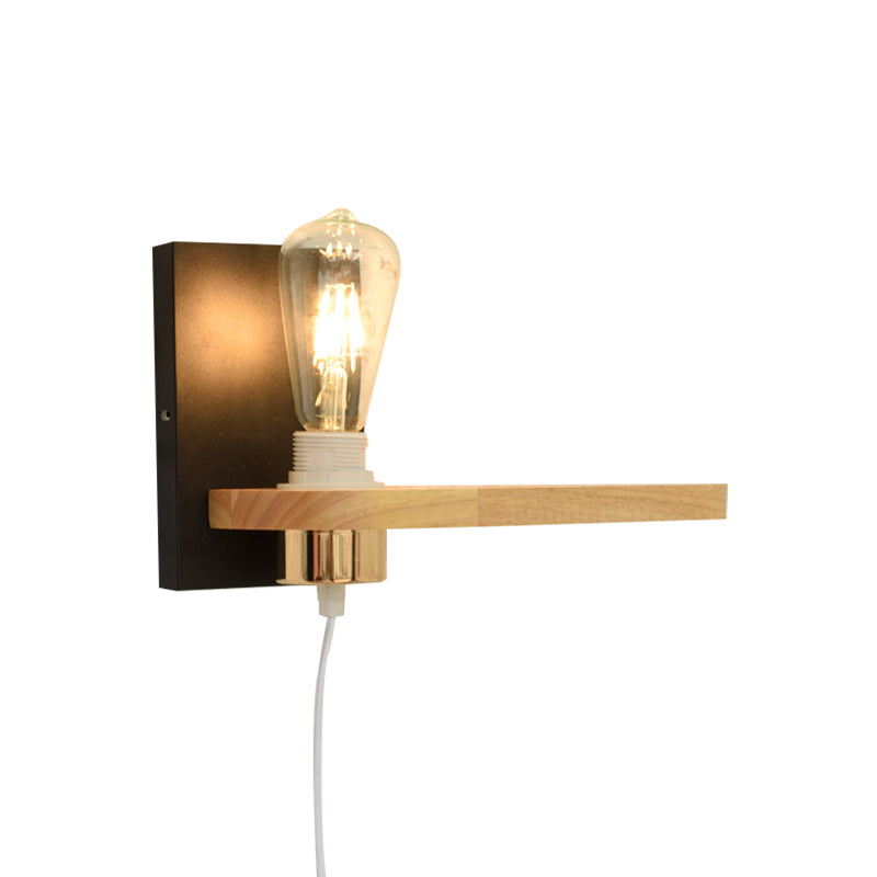 Black/Green Metal Backplate Wall Lighting Fixture Simple 1 Light Bare Bulb Wall Mounted Lamp for Corridor Clearhalo 'Cast Iron' 'Glass' 'Industrial' 'Modern wall lights' 'Modern' 'Tiffany' 'Traditional wall lights' 'Wall Lamps & Sconces' 'Wall Lights' Lighting' 380647