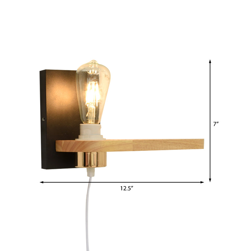 Black/Green Metal Backplate Wall Lighting Fixture Simple 1 Light Bare Bulb Wall Mounted Lamp for Corridor Clearhalo 'Cast Iron' 'Glass' 'Industrial' 'Modern wall lights' 'Modern' 'Tiffany' 'Traditional wall lights' 'Wall Lamps & Sconces' 'Wall Lights' Lighting' 380648