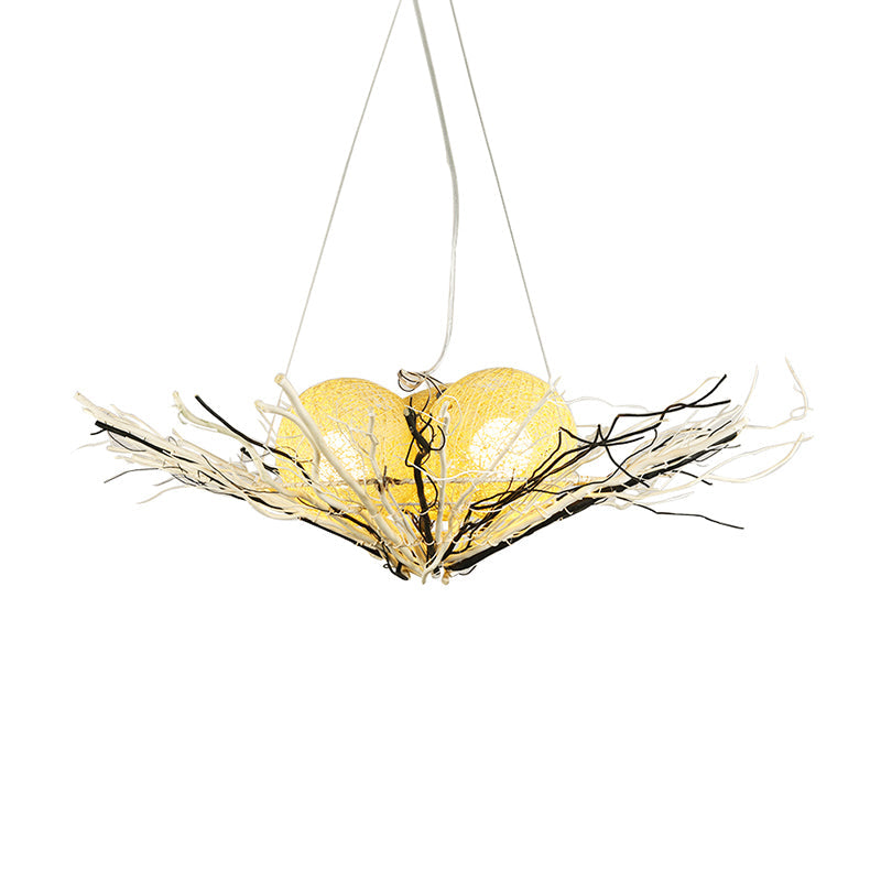 Bamboo Flared Ceiling Chandelier Asia 3 Heads Beige Pendant Lighting Fixture for Living Room Clearhalo 'Ceiling Lights' 'Chandeliers' Lighting' options 380651