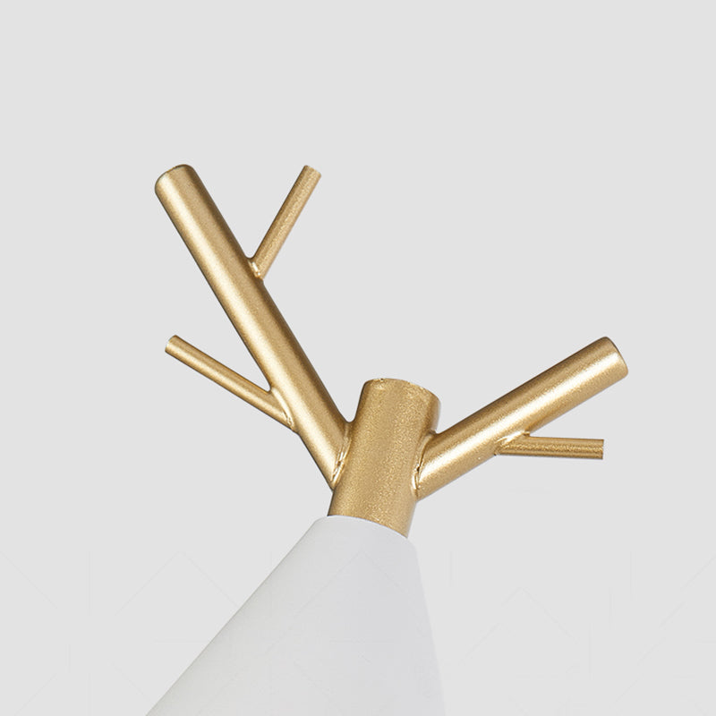Simple Cone Wall Light Fixture 1 Head Wall Lighting Idea with Metal Antler Decoration in Grey/White/Green for Bedside Clearhalo 'Cast Iron' 'Glass' 'Industrial' 'Modern wall lights' 'Modern' 'Tiffany' 'Traditional wall lights' 'Vanity Lights' 'Wall Lights' Lighting' 380922