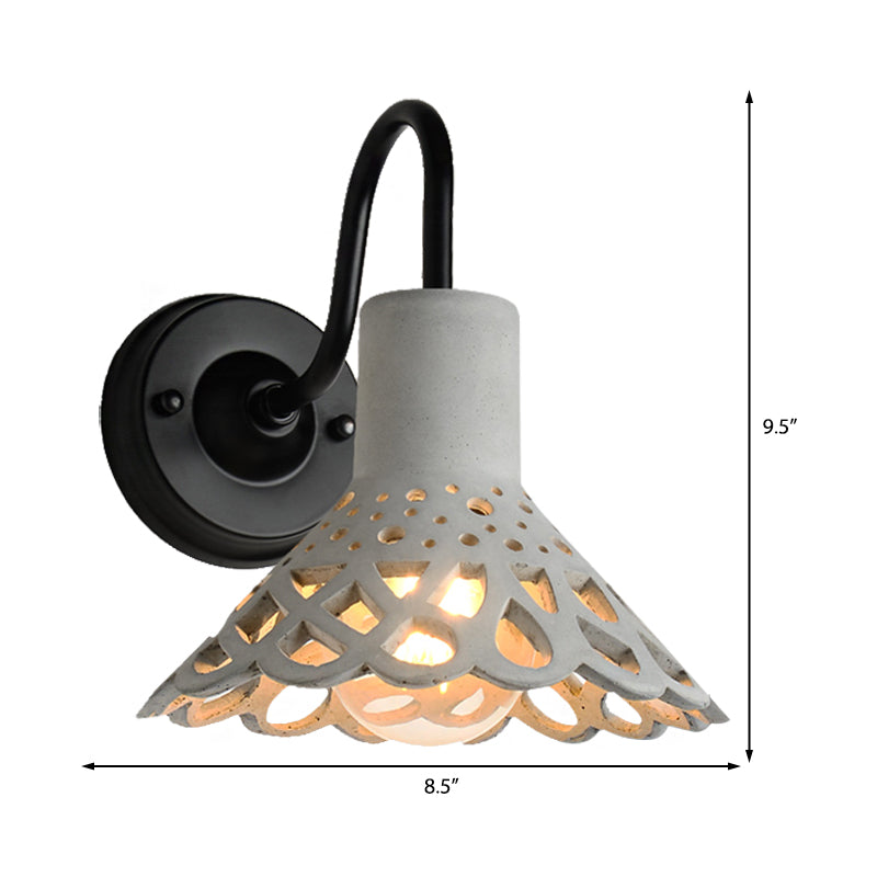 8.5"/9.5"/10" Wide Gooseneck Armed Wall Lighting Modernist Cement 1 Light Wall Mounted Light Fixture in Grey Clearhalo 'Modern wall lights' 'Modern' 'Vanity Lights' 'Wall Lights' Lighting' 380980