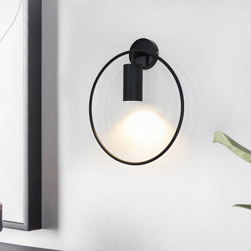 1 Light Wall Lamp Lighting Nordic Ring Metal Sconce Light Fixture in Black/Gold for Bedroom, 11"/14" Wide Clearhalo 'Art deco wall lights' 'Cast Iron' 'Glass' 'Industrial wall lights' 'Industrial' 'Middle century wall lights' 'Modern' 'Rustic wall lights' 'Tiffany' 'Traditional wall lights' 'Wall Lamps & Sconces' 'Wall Lights' Lighting' 381160