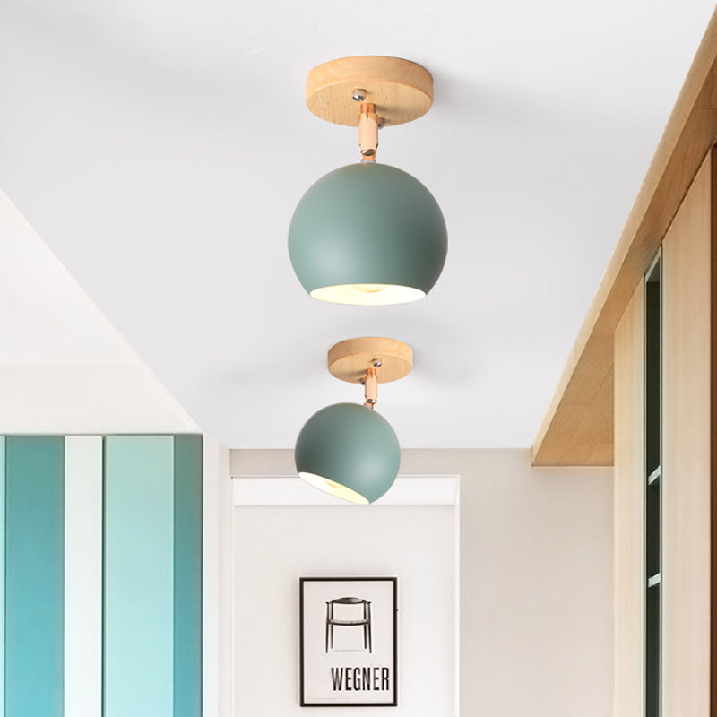Nordic Black/Gray/White/Pink/Green Orbit Semi Flush Light Adjustable 1 Light Metal Ceiling Mount Light Fixture Green Clearhalo 'Ceiling Lights' 'Close To Ceiling Lights' 'Close to ceiling' 'Semi-flushmount' Lighting' 381269