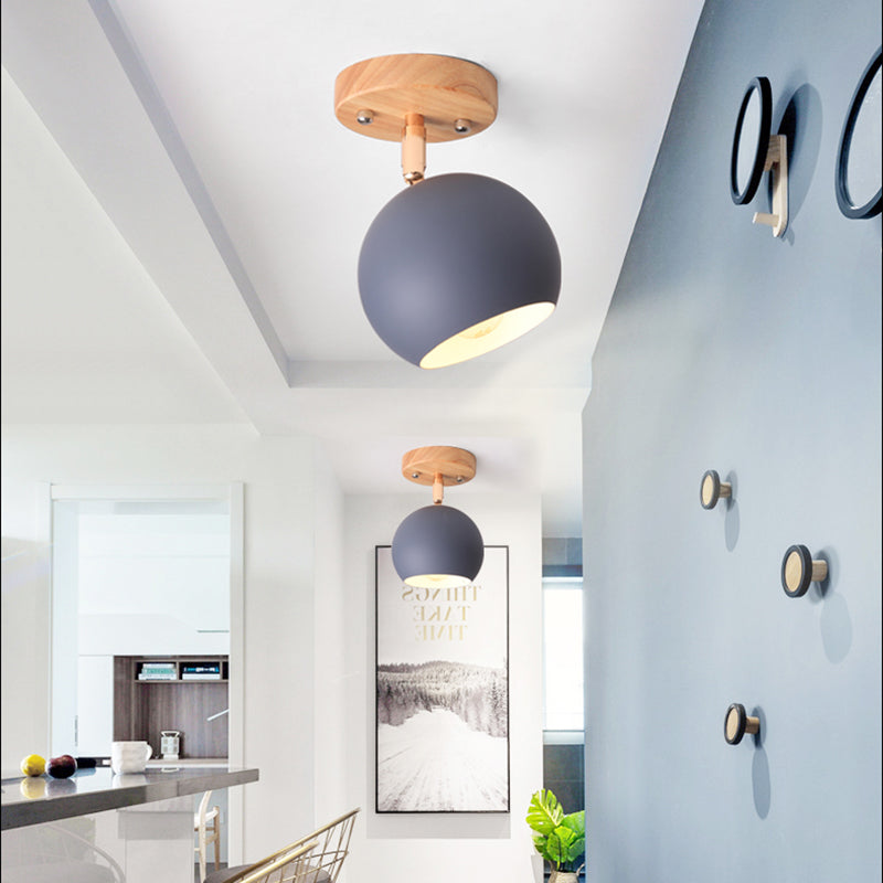 Nordic Black/Gray/White/Pink/Green Orbit Semi Flush Light Adjustable 1 Light Metal Ceiling Mount Light Fixture Grey Clearhalo 'Ceiling Lights' 'Close To Ceiling Lights' 'Close to ceiling' 'Semi-flushmount' Lighting' 381271