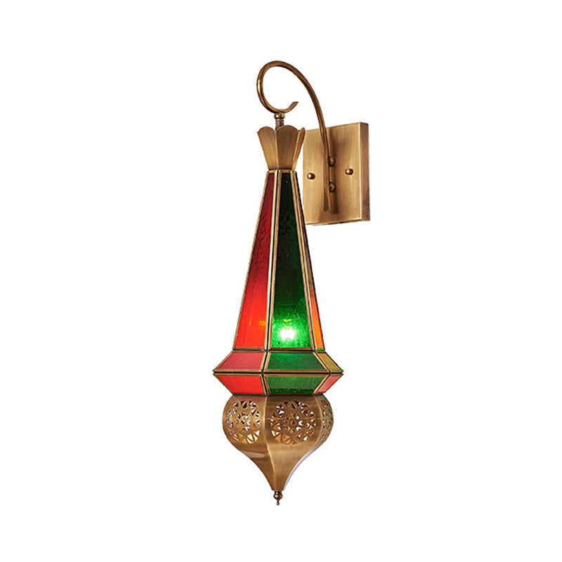 1 Head Tapered Sconce Antique Metal Wall Mounted Light Fixture in Brass with Curvy Arm Clearhalo 'Wall Lamps & Sconces' 'Wall Lights' Lighting' 381325