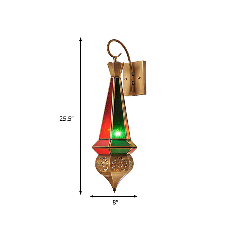 1 Head Tapered Sconce Antique Metal Wall Mounted Light Fixture in Brass with Curvy Arm Clearhalo 'Wall Lamps & Sconces' 'Wall Lights' Lighting' 381326