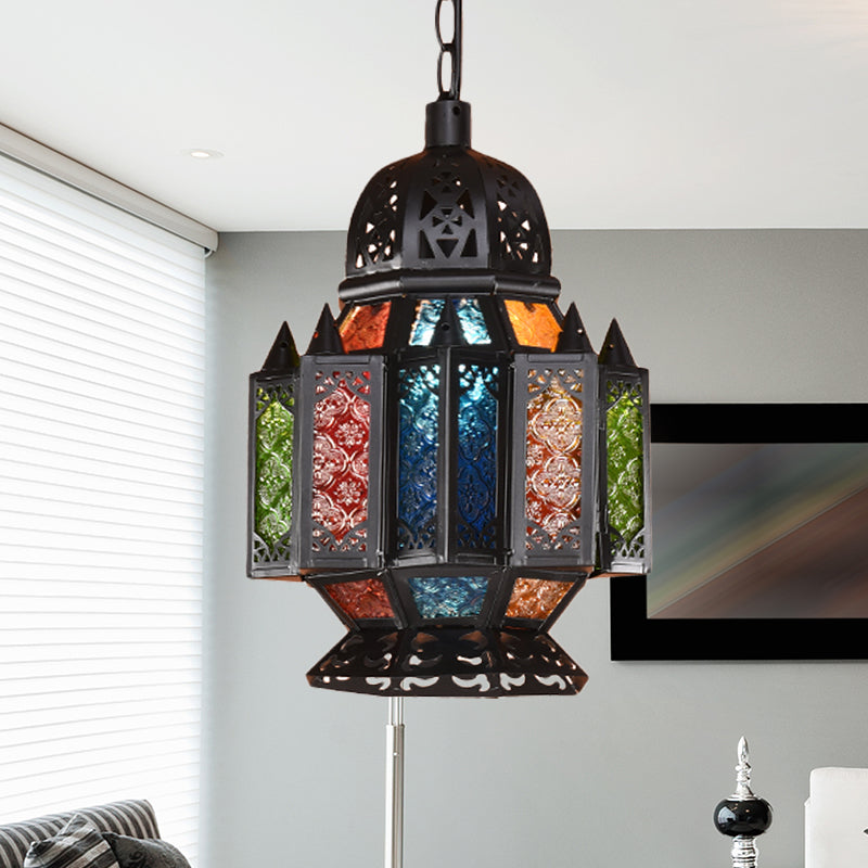 1 Bulb Metal Down Lighting Antique Black Urn Living Room Ceiling Suspension Lamp Clearhalo 'Ceiling Lights' 'Pendant Lights' 'Pendants' Lighting' 381552