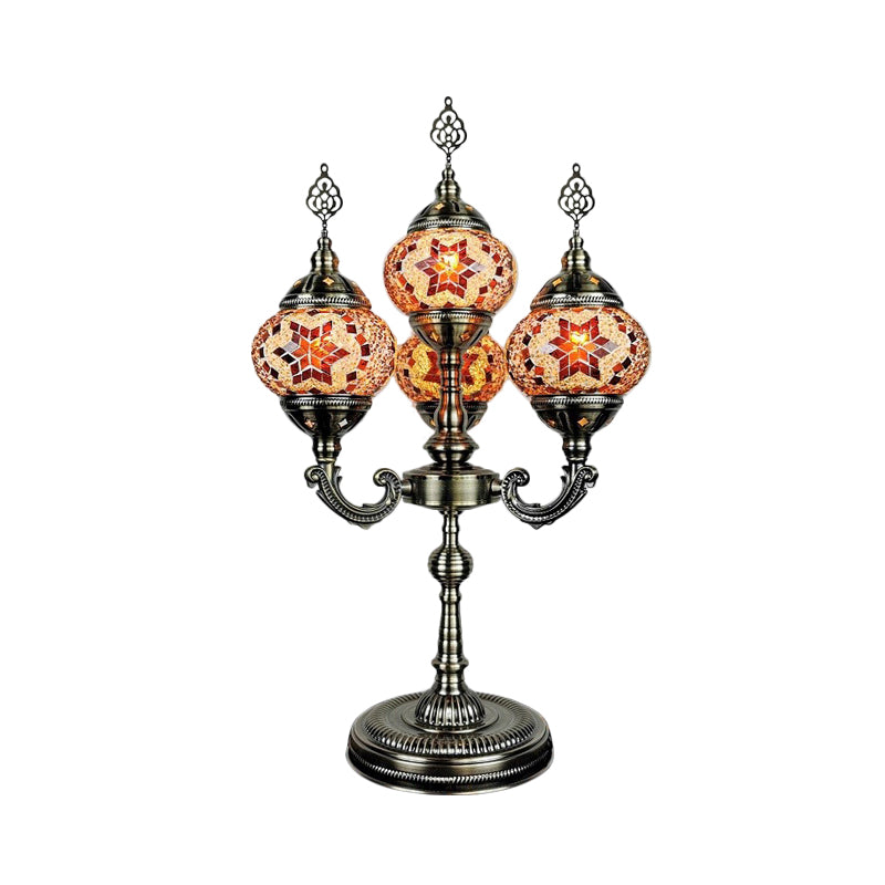 Orange/Blue/Blue and Orange 4 Heads Table Lamp Vintage Hand Rolled Art Glass Candelabra Desk Lamp Clearhalo 'Lamps' 'Table Lamps' Lighting' 384119
