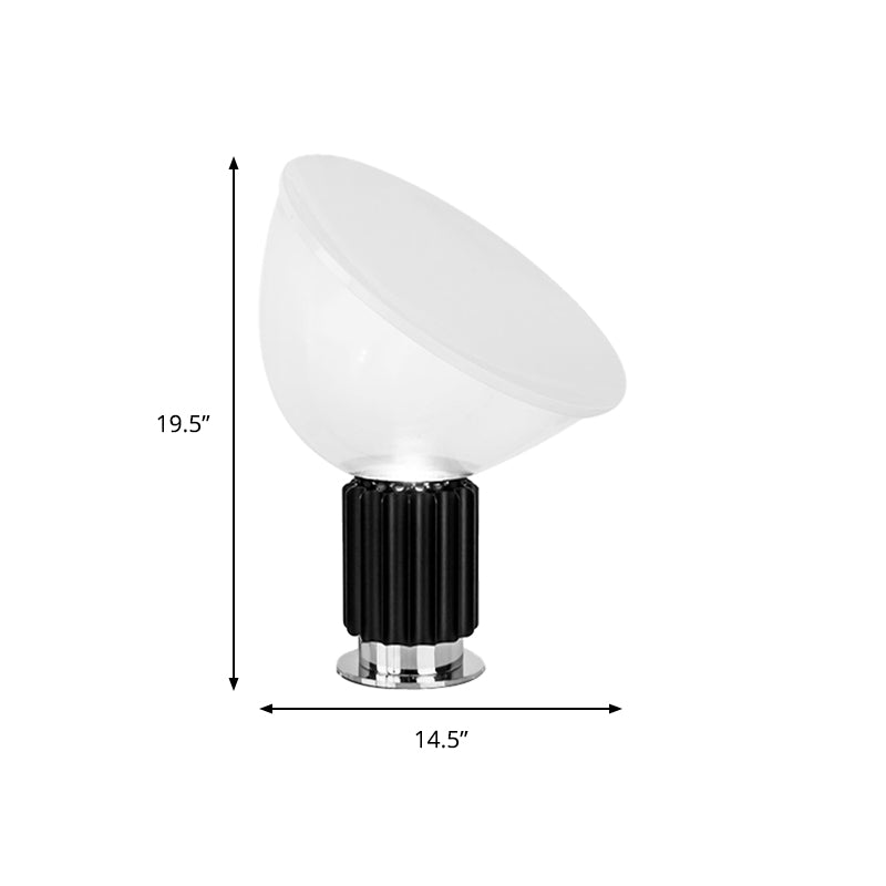 Dome Nightstand Lamp Modernist Clear Glass 1 Bulb 14.5"/19.5" Wide Black Reading Book Light Clearhalo 'Lamps' 'Table Lamps' Lighting' 384719