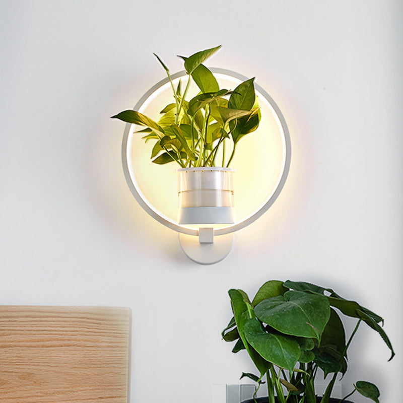 Round/Oval Bedroom Wall Lighting Industrial Metal 1 Bulb Black/White LED Wall Lamp Sconce in Warm/White/3 Color Light Clearhalo 'Art deco wall lights' 'Cast Iron' 'Glass' 'Industrial wall lights' 'Industrial' 'Middle century wall lights' 'Modern' 'Rustic wall lights' 'Tiffany' 'Traditional wall lights' 'Wall Lamps & Sconces' 'Wall Lights' Lighting' 390884