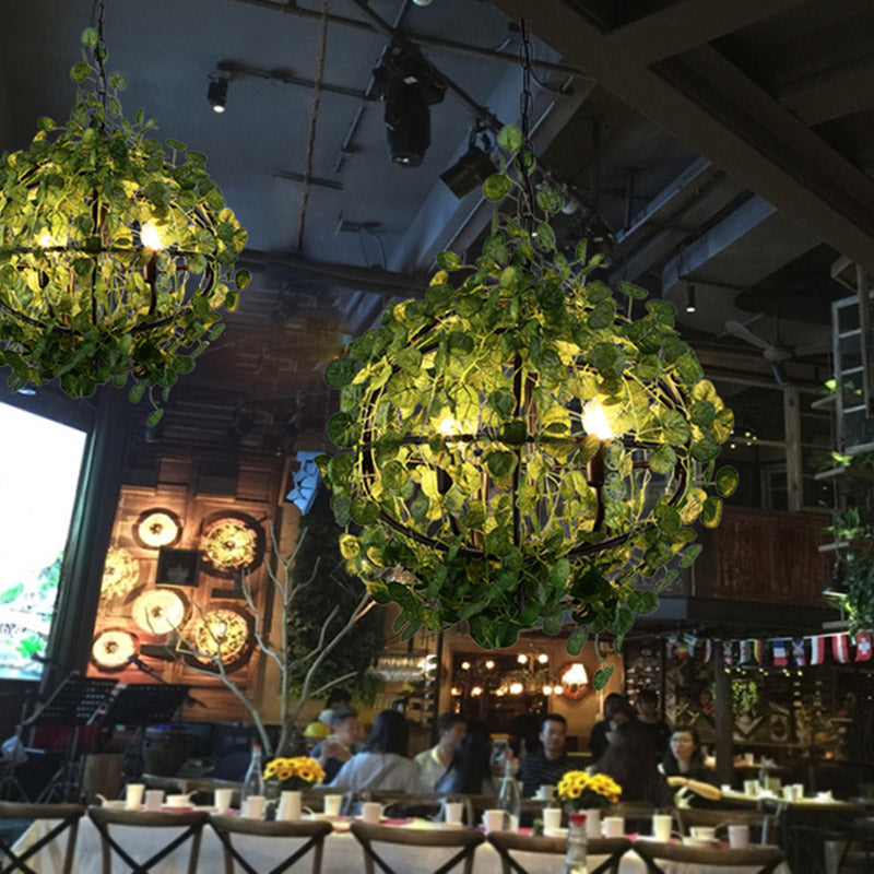 Green Orb Chandelier Pendant Light Industrial Metal 4 Heads Restaurant LED Plant Hanging Lamp, 14"/18"/21.5" Dia Green Clearhalo 'Cast Iron' 'Ceiling Lights' 'Chandeliers' 'Industrial Chandeliers' 'Industrial' 'Metal' 'Middle Century Chandeliers' 'Rustic Chandeliers' 'Tiffany' Lighting' 391723