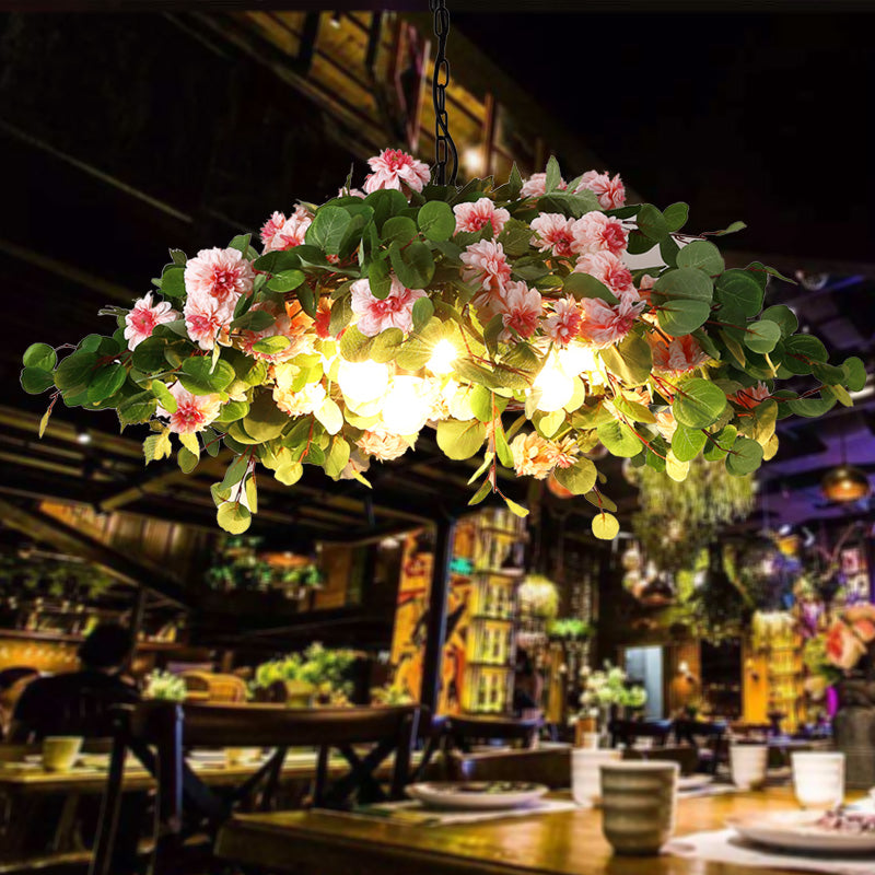 Blossom Metal Chandelier Lighting Retro 3 Lights Restaurant LED Ceiling Lamp in Green, 16"/19.5"/23.5" W Green Clearhalo 'Cast Iron' 'Ceiling Lights' 'Chandeliers' 'Industrial Chandeliers' 'Industrial' 'Metal' 'Middle Century Chandeliers' 'Rustic Chandeliers' 'Tiffany' Lighting' 391745