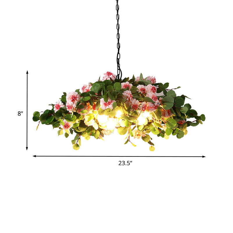 Blossom Metal Chandelier Lighting Retro 3 Lights Restaurant LED Ceiling Lamp in Green, 16"/19.5"/23.5" W Clearhalo 'Cast Iron' 'Ceiling Lights' 'Chandeliers' 'Industrial Chandeliers' 'Industrial' 'Metal' 'Middle Century Chandeliers' 'Rustic Chandeliers' 'Tiffany' Lighting' 391751