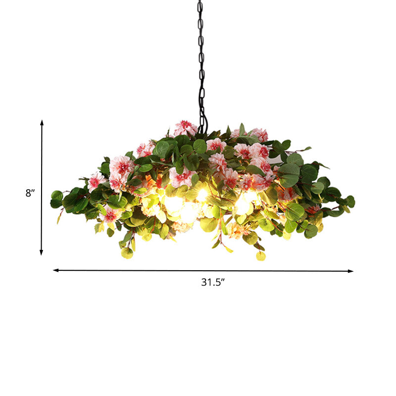 Blossom Metal Chandelier Lighting Retro 3 Lights Restaurant LED Ceiling Lamp in Green, 16"/19.5"/23.5" W Clearhalo 'Cast Iron' 'Ceiling Lights' 'Chandeliers' 'Industrial Chandeliers' 'Industrial' 'Metal' 'Middle Century Chandeliers' 'Rustic Chandeliers' 'Tiffany' Lighting' 391752