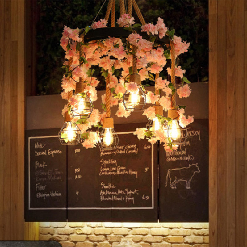 4/6 Lights Bare Bulb Cluster Pendant Antique Pink/Rose Red Metal LED Flower Hanging Lamp for Restaurant 6 Pink Clearhalo 'Art Deco Pendants' 'Cast Iron' 'Ceiling Lights' 'Ceramic' 'Crystal' 'Industrial Pendants' 'Industrial' 'Metal' 'Middle Century Pendants' 'Pendant Lights' 'Pendants' 'Tiffany' Lighting' 391762
