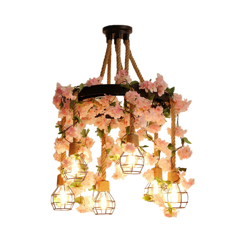 4/6 Lights Bare Bulb Cluster Pendant Antique Pink/Rose Red Metal LED Flower Hanging Lamp for Restaurant Clearhalo 'Art Deco Pendants' 'Cast Iron' 'Ceiling Lights' 'Ceramic' 'Crystal' 'Industrial Pendants' 'Industrial' 'Metal' 'Middle Century Pendants' 'Pendant Lights' 'Pendants' 'Tiffany' Lighting' 391764