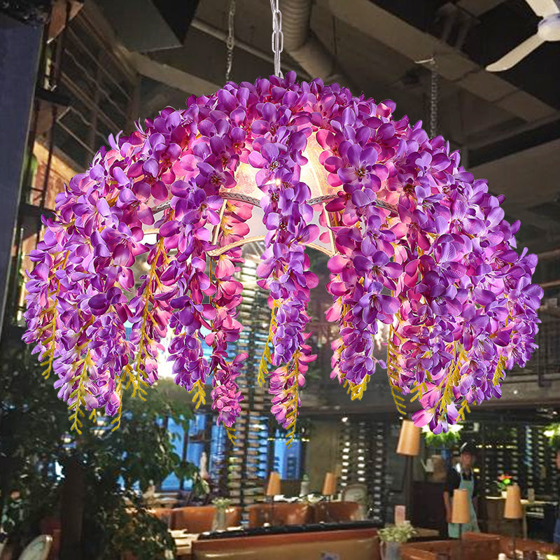 Scalloped Metal Pendant Lighting Fixture Industrial 1 Light Restaurant LED Flower Ceiling Suspension Lamp in Purple Purple Clearhalo 'Art Deco Pendants' 'Cast Iron' 'Ceiling Lights' 'Ceramic' 'Crystal' 'Industrial Pendants' 'Industrial' 'Metal' 'Middle Century Pendants' 'Pendant Lights' 'Pendants' 'Tiffany' Lighting' 392163