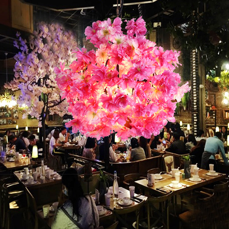 Pink 1 Bulb Ceiling Light Industrial Metal Floral LED Pendant Lamp for Restaurant, 12"/16"/19.5" Wide Clearhalo 'Art Deco Pendants' 'Cast Iron' 'Ceiling Lights' 'Ceramic' 'Crystal' 'Industrial Pendants' 'Industrial' 'Metal' 'Middle Century Pendants' 'Pendant Lights' 'Pendants' 'Tiffany' Lighting' 392182