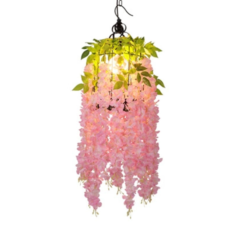 Flower Restaurant Ceiling Pendant Light Industrial Metal 1 Light Pink/Yellow LED Suspension Lamp Clearhalo 'Art Deco Pendants' 'Cast Iron' 'Ceiling Lights' 'Ceramic' 'Crystal' 'Industrial Pendants' 'Industrial' 'Metal' 'Middle Century Pendants' 'Pendant Lights' 'Pendants' 'Tiffany' Lighting' 392211