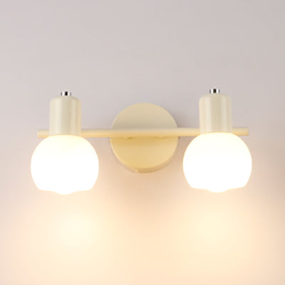 Bubble Shade Bathroom Wall Light Fixture Industrial Ivory Glass 2 Lights Black/White Sconce Lamp White Clearhalo 'Cast Iron' 'Glass' 'Industrial' 'Modern wall lights' 'Modern' 'Tiffany' 'Traditional wall lights' 'Wall Lamps & Sconces' 'Wall Lights' Lighting' 39224