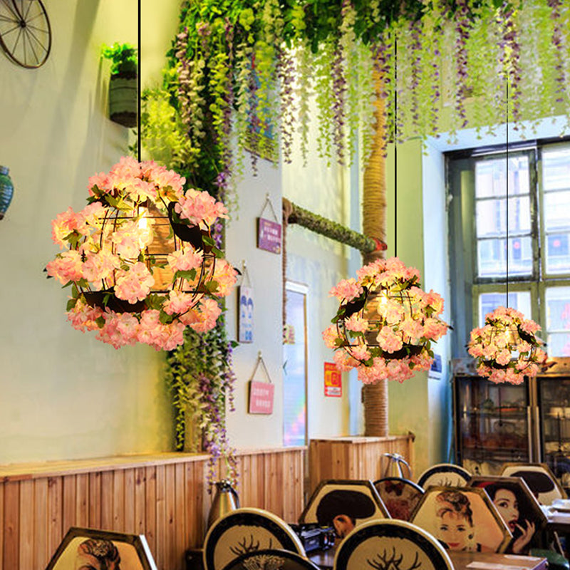 12"/16" Dia Metal Black Drop Lamp Orb 1 Head Industrial LED Down Lighting Pendant with Cherry Blossom Black Clearhalo 'Art Deco Pendants' 'Black' 'Cast Iron' 'Ceiling Lights' 'Ceramic' 'Crystal' 'Industrial Pendants' 'Industrial' 'Metal' 'Middle Century Pendants' 'Pendant Lights' 'Pendants' 'Rustic Pendants' 'Tiffany' Lighting' 392349