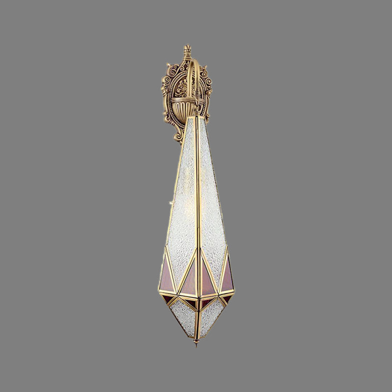 1 Head Water Glass Sconce Traditional Arab Brass Diamond Corner Wall Mount Lamp, 4"/6" Wide Clearhalo 'Wall Lamps & Sconces' 'Wall Lights' Lighting' 392440