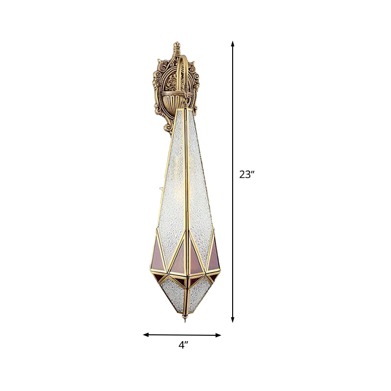 1 Head Water Glass Sconce Traditional Arab Brass Diamond Corner Wall Mount Lamp, 4"/6" Wide Clearhalo 'Wall Lamps & Sconces' 'Wall Lights' Lighting' 392441