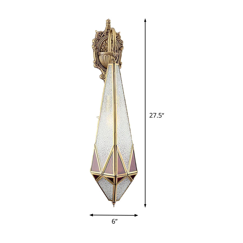 1 Head Water Glass Sconce Traditional Arab Brass Diamond Corner Wall Mount Lamp, 4"/6" Wide Clearhalo 'Wall Lamps & Sconces' 'Wall Lights' Lighting' 392442