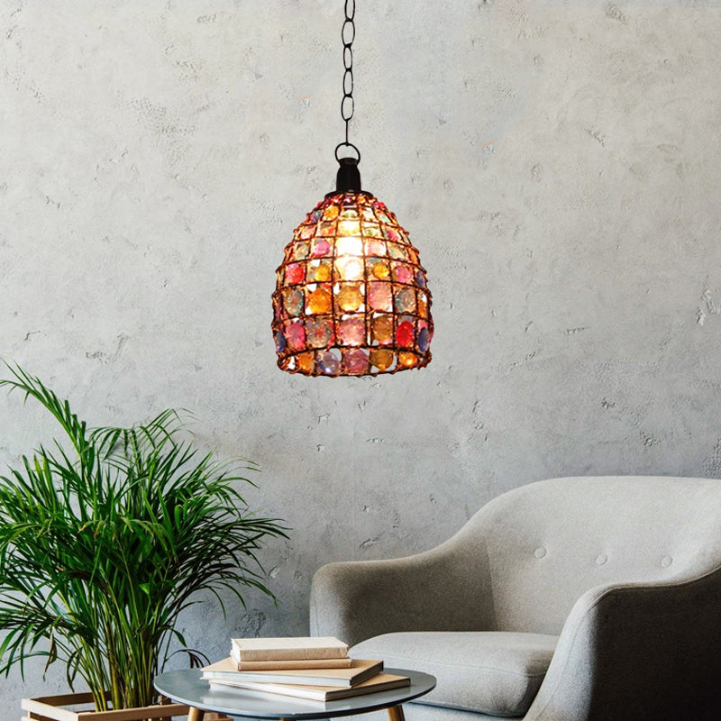 Dome/Globe Metal Hanging Pendant Bohemian 1 Head Restaurant Suspension Lamp in Rust, 6.5"/7.5"/8" Tall Rust 6.5" Clearhalo 'Ceiling Lights' 'Pendant Lights' 'Pendants' Lighting' 392569_7378f1e7-226c-4819-b580-84e7c4113618