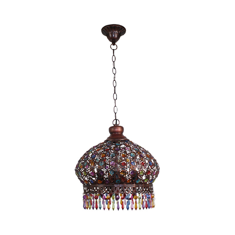 14"/18" W Metal Dome Chandelier Light Fixture Decorative 3 Lights Living Room Hanging Lamp in Silver/Brass/Copper Clearhalo 'Ceiling Lights' 'Chandeliers' Lighting' options 393009