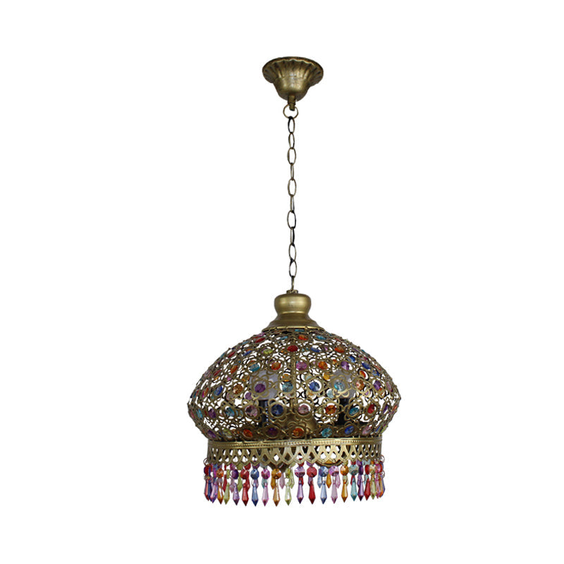 14"/18" W Metal Dome Chandelier Light Fixture Decorative 3 Lights Living Room Hanging Lamp in Silver/Brass/Copper Clearhalo 'Ceiling Lights' 'Chandeliers' Lighting' options 393013