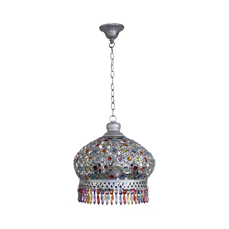 14"/18" W Metal Dome Chandelier Light Fixture Decorative 3 Lights Living Room Hanging Lamp in Silver/Brass/Copper Clearhalo 'Ceiling Lights' 'Chandeliers' Lighting' options 393015