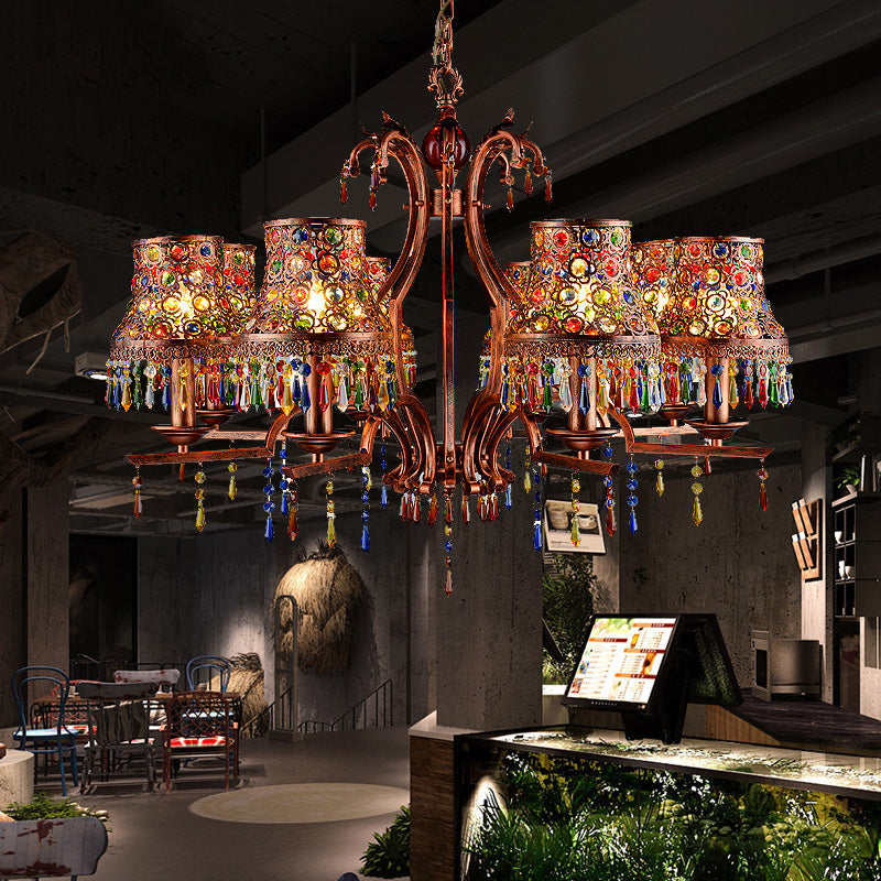 Metal Copper Chandelier Light Fixture Bell 3/5/8 Bulbs Bohemian Ceiling Pendant for Living Room Clearhalo 'Ceiling Lights' 'Chandeliers' Lighting' options 393098