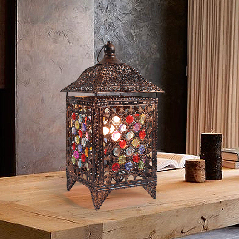 Metal Black/Brass Night Table Light Pavilion 1 Light Bohemian Nightstand Lamp for Bedroom Clearhalo 'Lamps' 'Table Lamps' Lighting' 393251